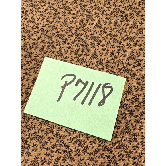 Brown & Black Floral Vine Cotton Fabric 1/2 yard Xx41" for Quilting & Crafts - Picture 6 of 6